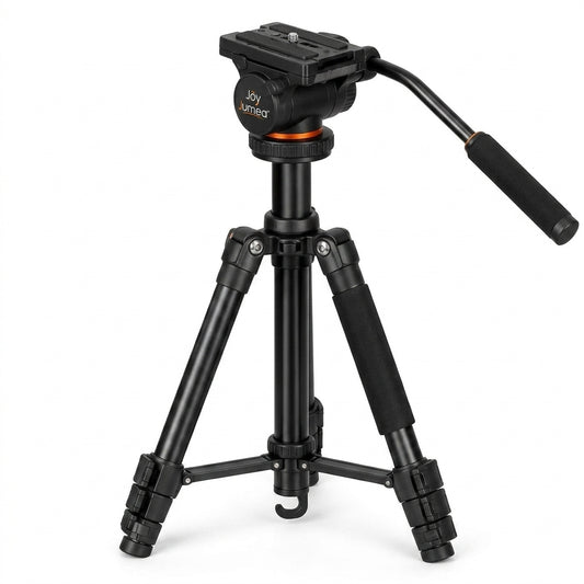 Joylumea™ Fluid-Head Video Tripod – 56" Adjustable Aluminum Camera Tripod with 360° Pan Head, Quick-Release Plate & Portable Design for Video, Photography and Content Creation